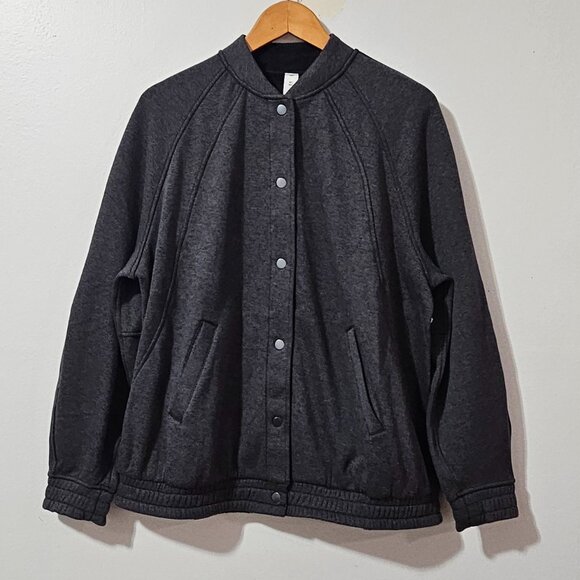 Lululemon Scuba Oversized Varsity Jacket Plush - Heathered Core Black - Size M/L - Picture 2 of 8